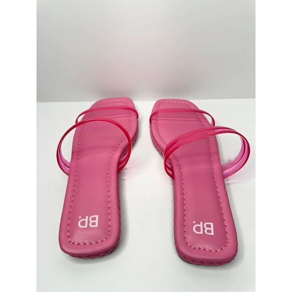 BP Viola Pink Jelly Double Strap Square Toe Slide Sandals Womens 7.5M